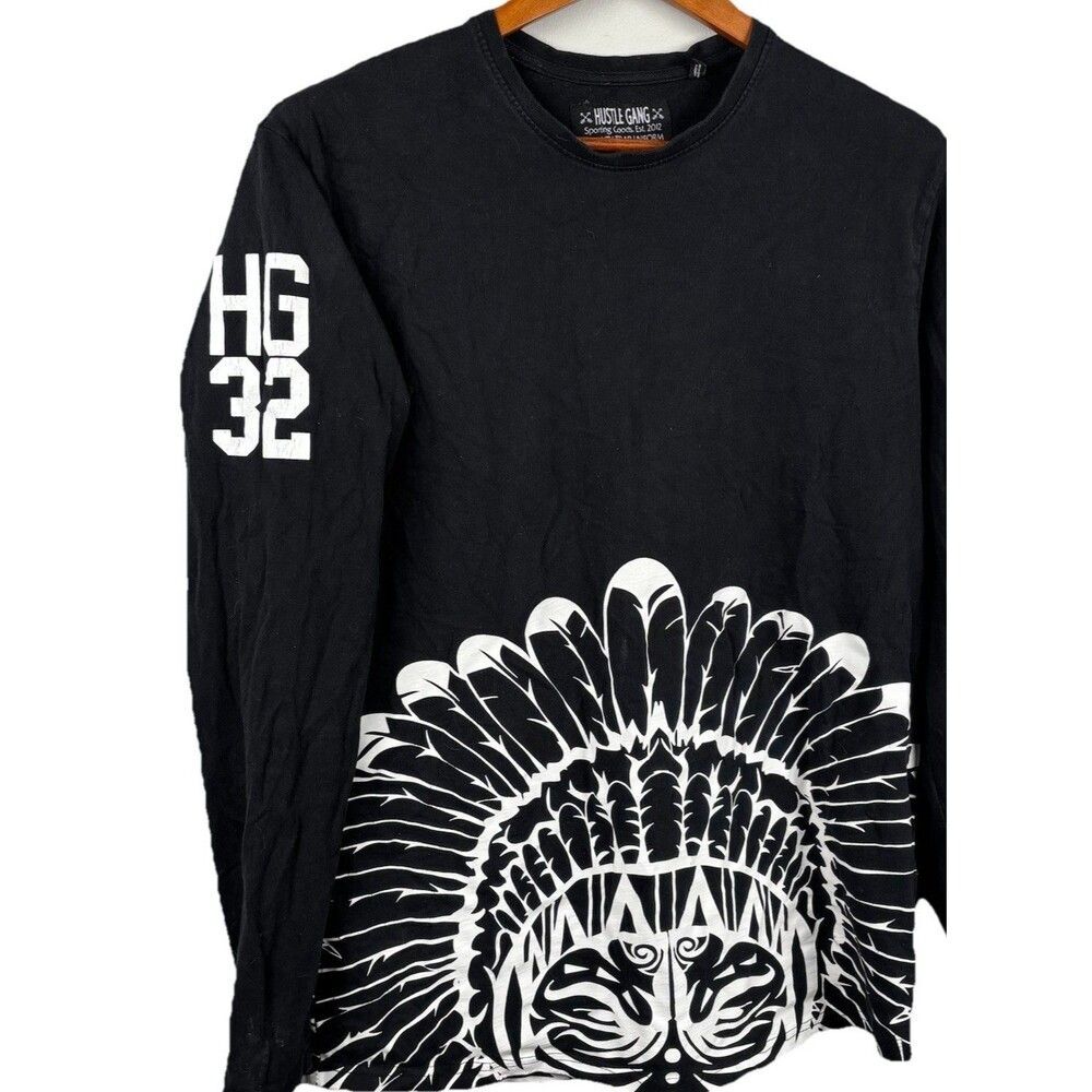 Hustle Gang Men Medium Black Shirt Quality Trap Uniform Long Sleeve Sporting